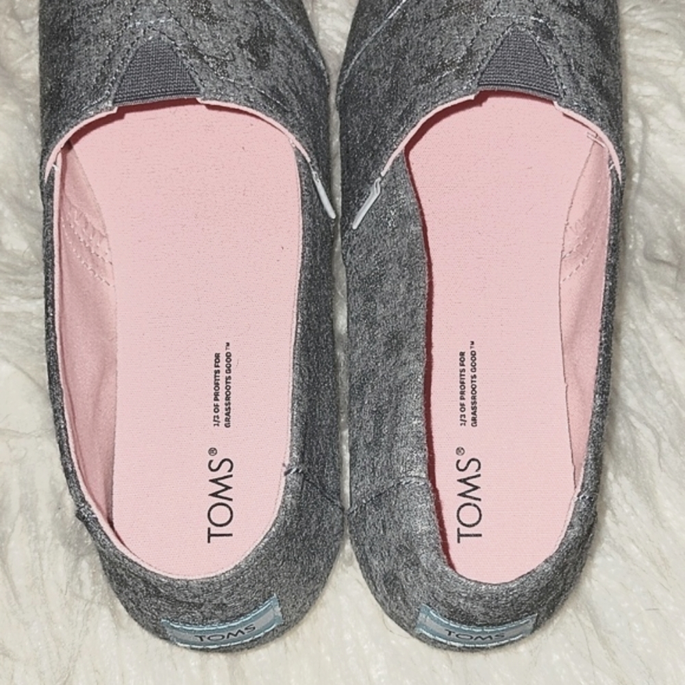 TOMS Alpargata Espadrilles Grey Foil Unicorn Slip On Shoes Size 9.5 - Picture 7 of 11